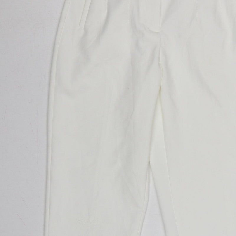 Zara Women White Size S High Rise Tapered Dress Trousers