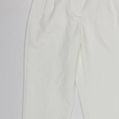 Zara Women White Size S High Rise Tapered Dress Trousers