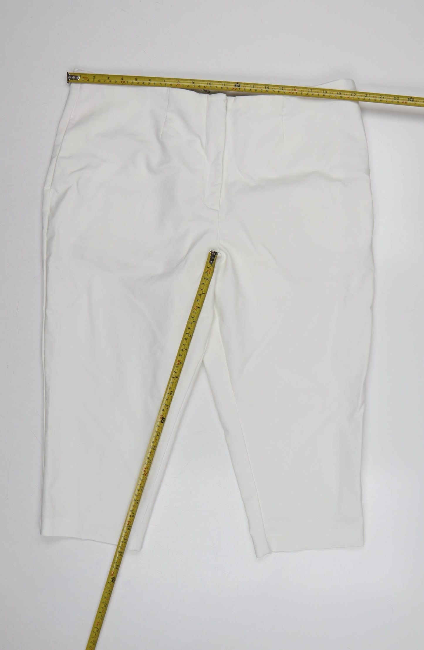 Marks and Spencer Women White UK 22 Regular Ankle Straight Trousers