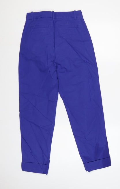 Marks & Spencer Women Blue UK 8 Regular High Rise Tapered Trousers