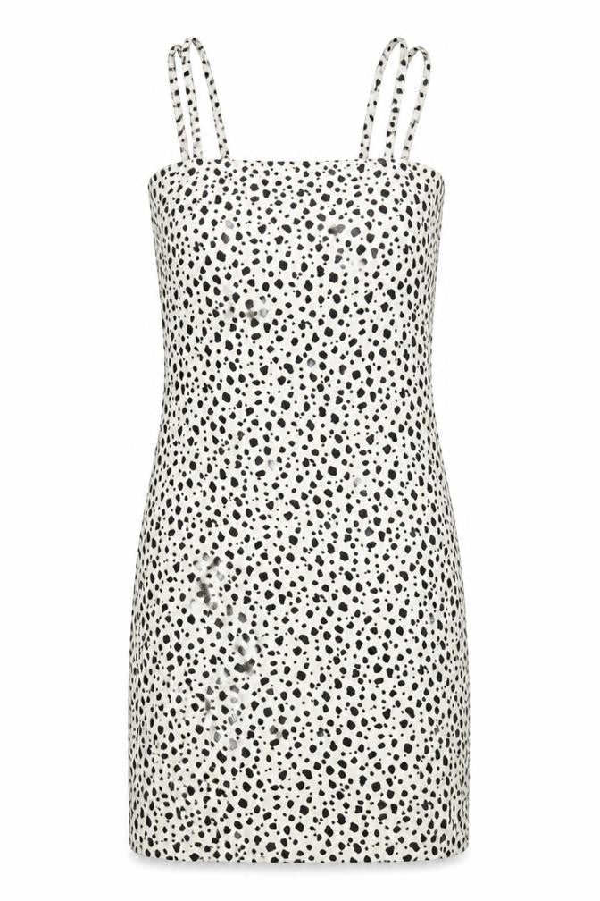 Front view of Missguided Women White Animal Print Strappy Bodycon Mini Dress UK 8