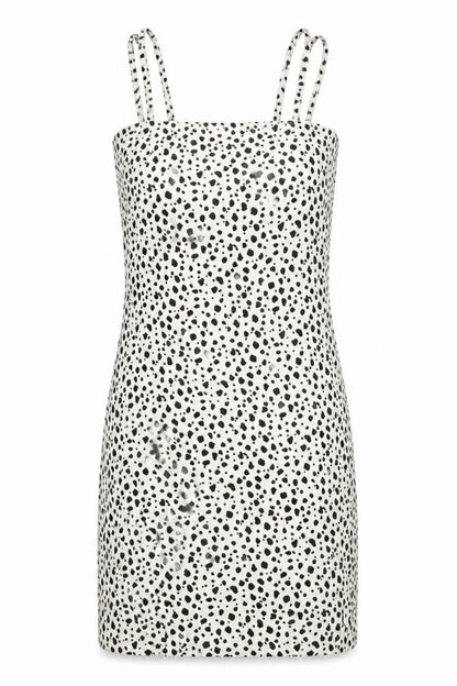 Front view of Missguided Women White Animal Print Strappy Bodycon Mini Dress UK 8