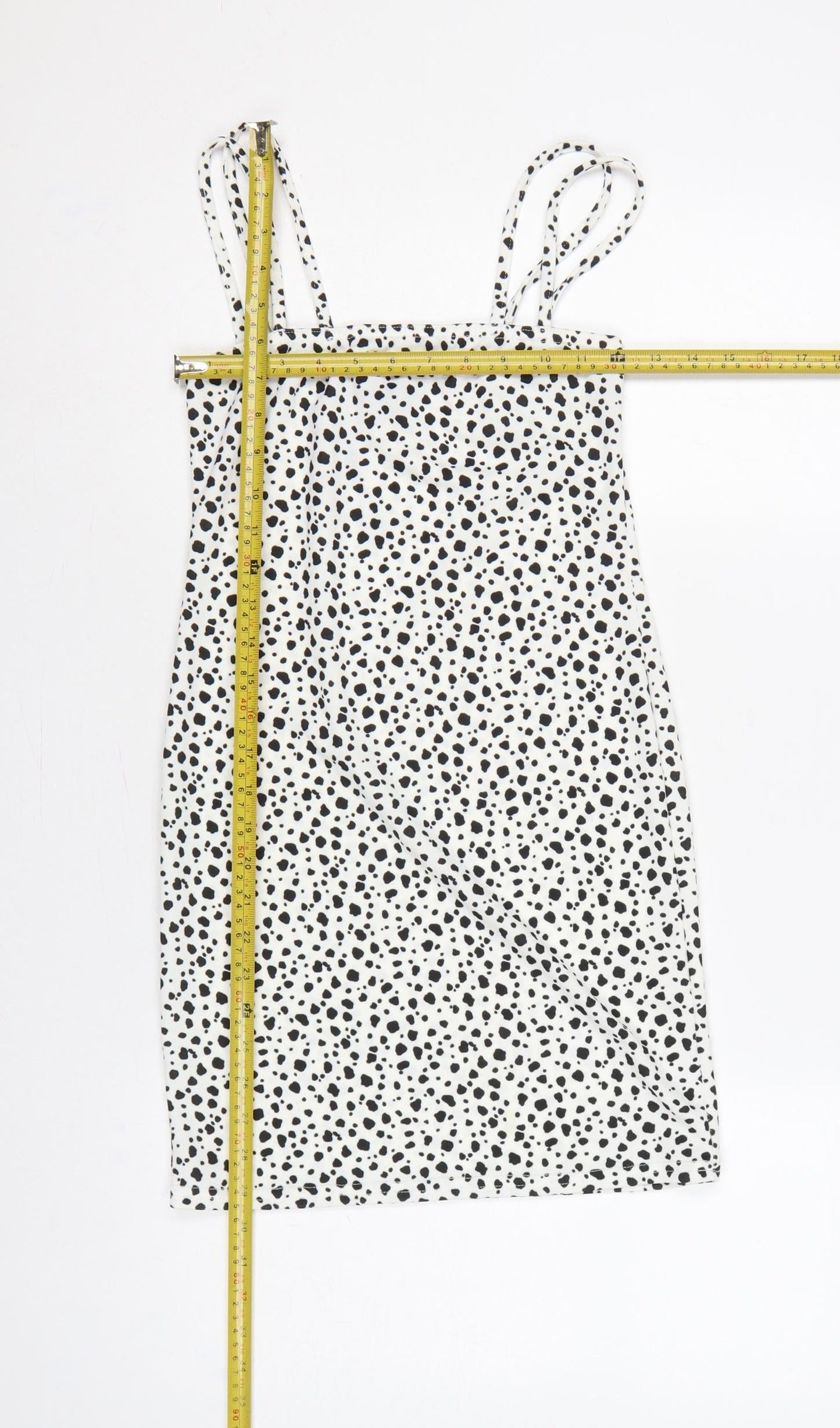 Missguided Women White Animal Print Strappy Bodycon Mini Dress UK 8