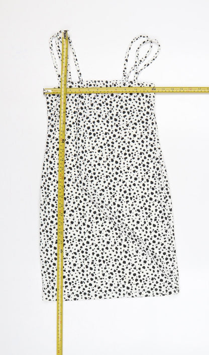Missguided Women White Animal Print Strappy Bodycon Mini Dress UK 8