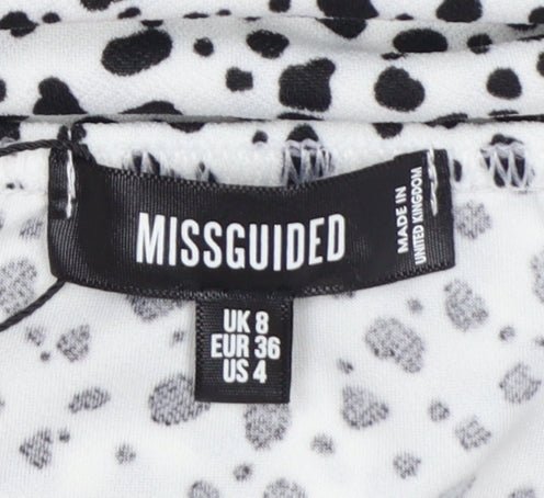 Missguided Women White Animal Print Strappy Bodycon Mini Dress UK 8