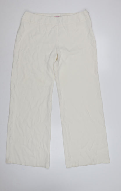 Phase Eight Women Ivory Wide Leg Trousers UK 16 Formal Acetate