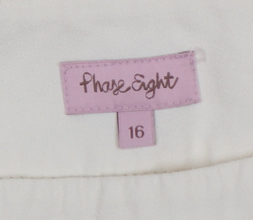 Phase Eight Women Ivory Wide Leg Trousers UK 16 Formal Acetate