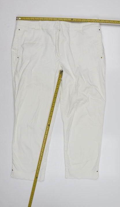M&S Portfolio Women Ivory UK 18 Cotton Tapered Trousers