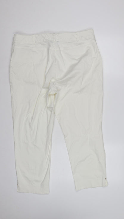 M&S Portfolio Women Ivory UK 18 Cotton Tapered Trousers