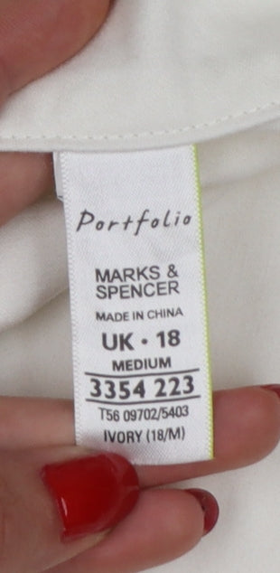 M&S Portfolio Women Ivory UK 18 Cotton Tapered Trousers