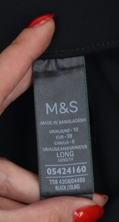 Marks and Spencer Women Black UK 10 Long High Rise Stretch Leggings