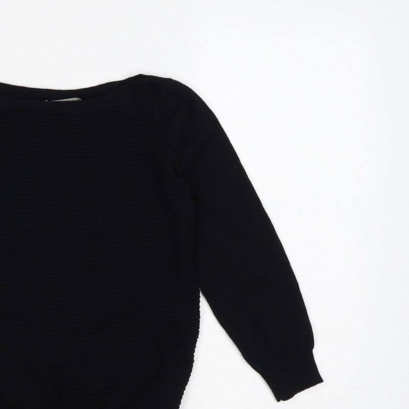 Oasis Women Black XS Boat Neck Balloon Sleeve Knit Jumper