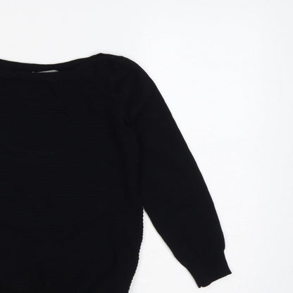 Oasis Women Black XS Boat Neck Balloon Sleeve Knit Jumper