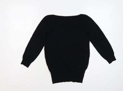 Oasis Women Black XS Boat Neck Balloon Sleeve Knit Jumper