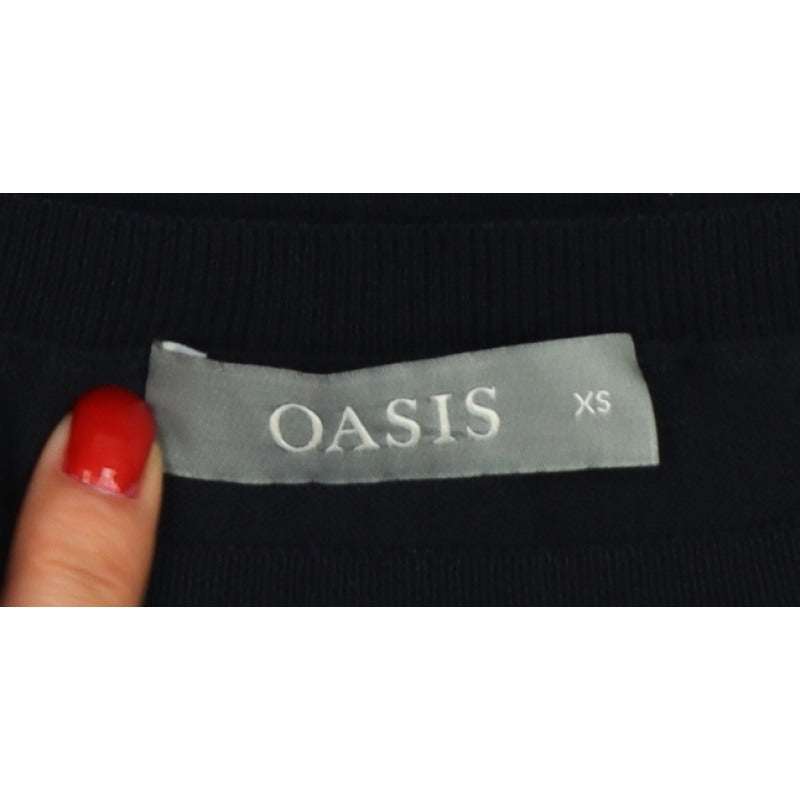 Oasis Women Black XS Boat Neck Balloon Sleeve Knit Jumper