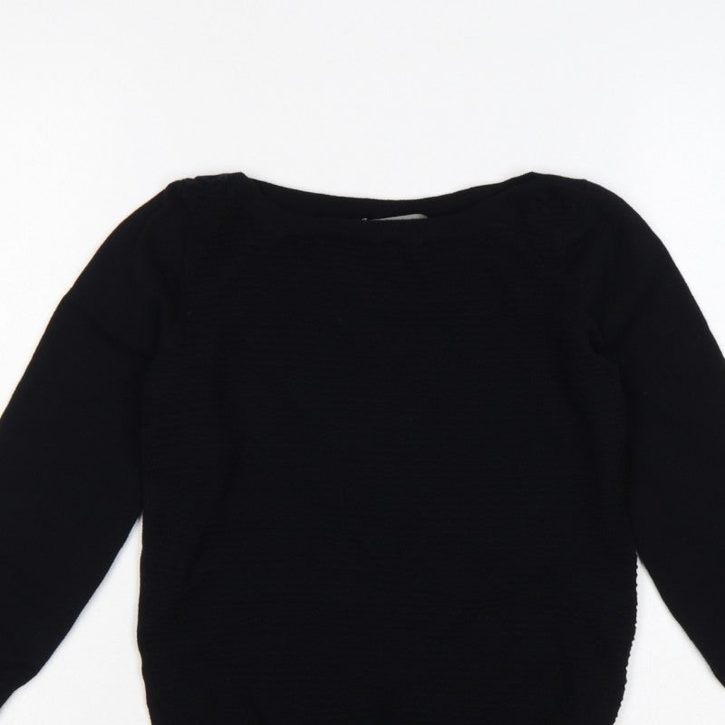 Oasis Women Black XS Boat Neck Balloon Sleeve Knit Jumper