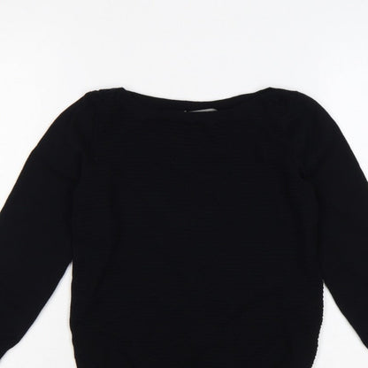 Oasis Women Black XS Boat Neck Balloon Sleeve Knit Jumper