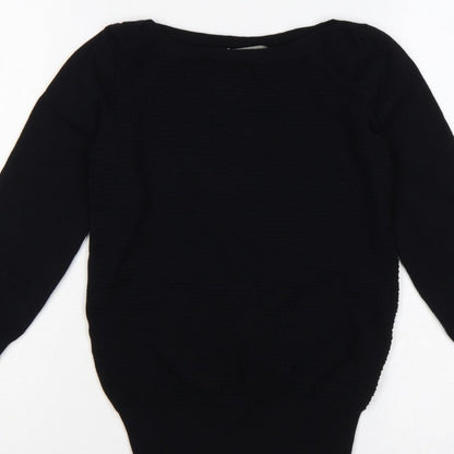 Oasis Women Black XS Boat Neck Balloon Sleeve Knit Jumper