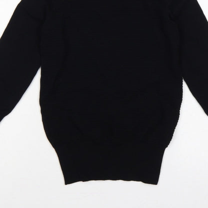 Oasis Women Black XS Boat Neck Balloon Sleeve Knit Jumper