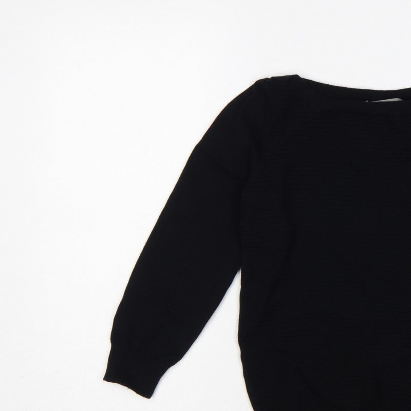 Oasis Women Black XS Boat Neck Balloon Sleeve Knit Jumper