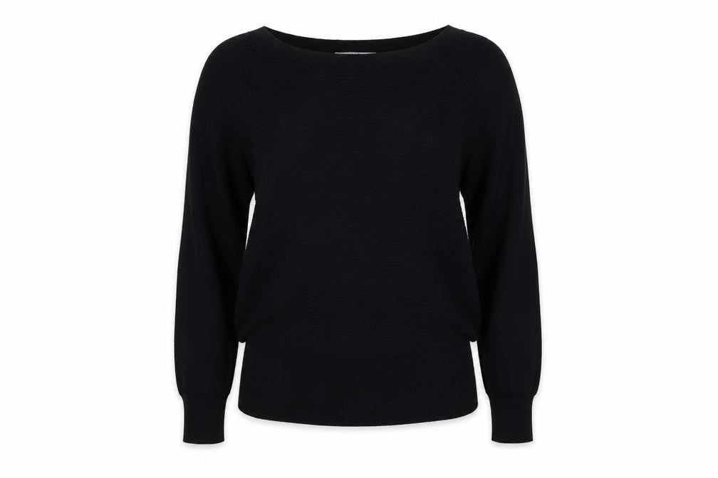 Oasis Women Black XS Boat Neck Balloon Sleeve Knit Jumper