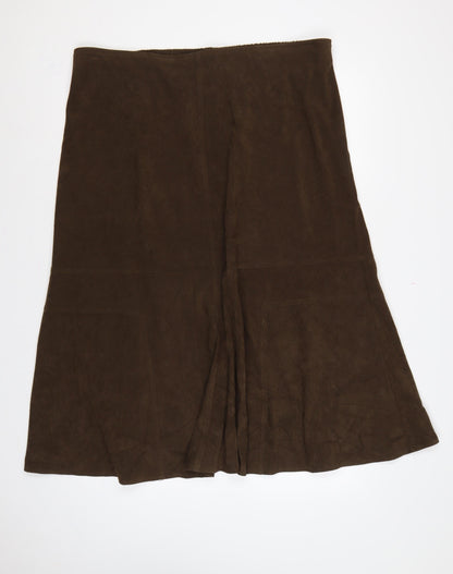 Casual Comfort Women Brown Size 22 Long Flared Elastic Waist Skirt