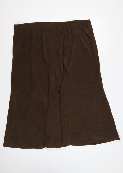 Casual Comfort Women Brown Size 22 Long Flared Elastic Waist Skirt