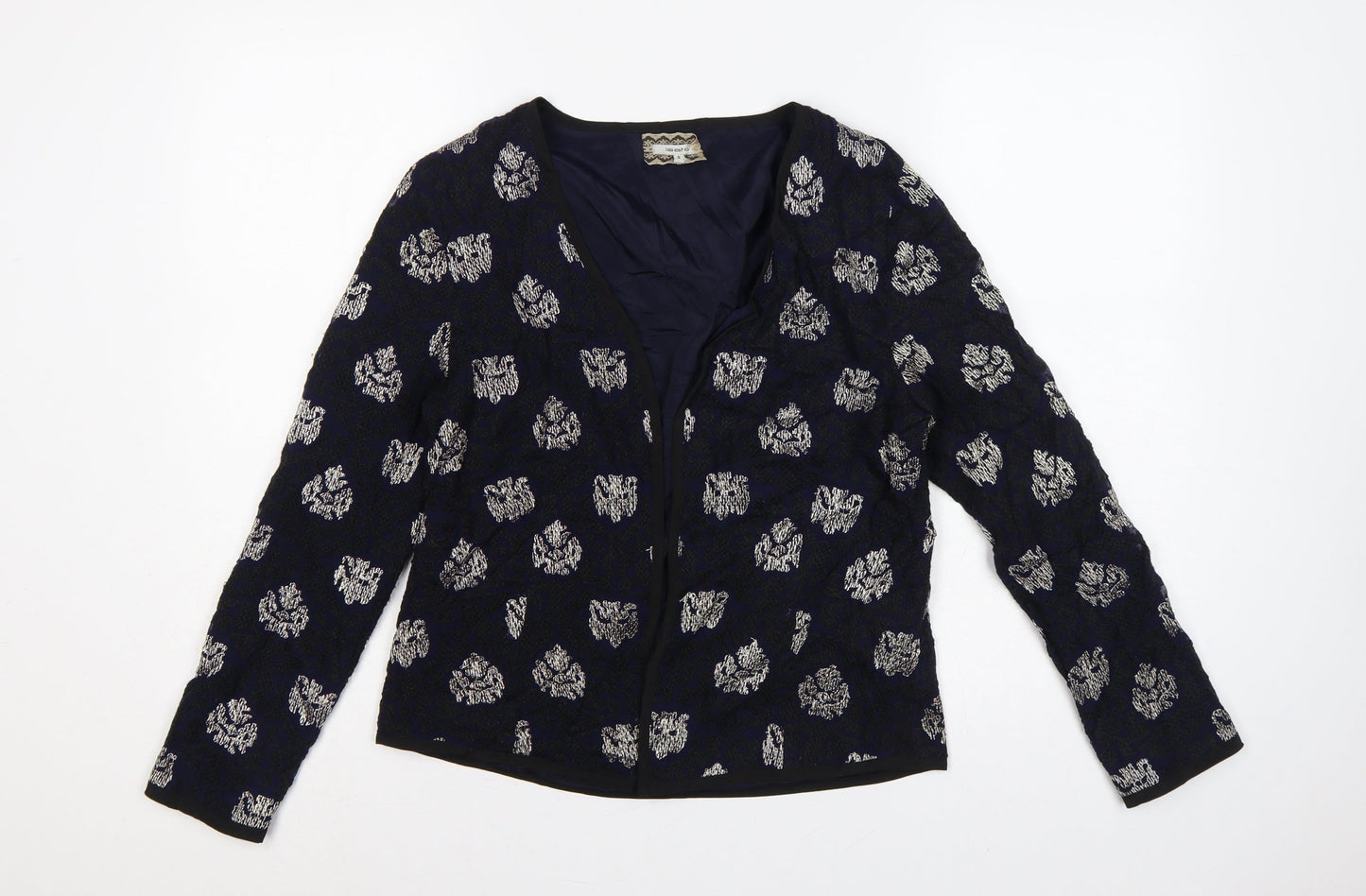 Isato Women’s Blue Floral Viscose Lined Open Front Jacket Size S