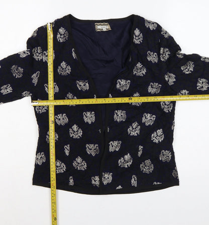 Isato Women’s Blue Floral Viscose Lined Open Front Jacket Size S