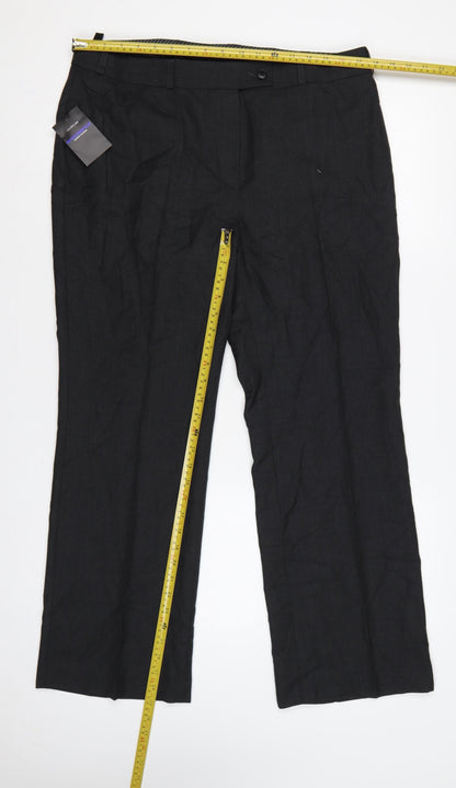 Clubclass Women Charcoal UK 16 Petite Wool Blend Tailored Dress Trousers