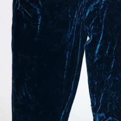 Megan Crook Women Blue S Velvet Halter Wide-Leg Jumpsuit