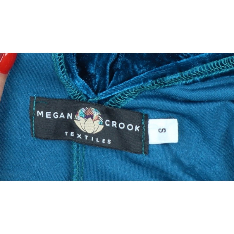 Megan Crook Women Blue S Velvet Halter Wide-Leg Jumpsuit