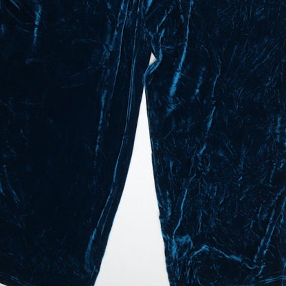 Megan Crook Women Blue S Velvet Halter Wide-Leg Jumpsuit
