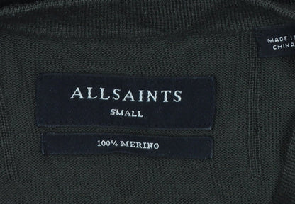 AllSaints Men’s Black Merino Wool Crew Neck Slim Pullover Jumper S