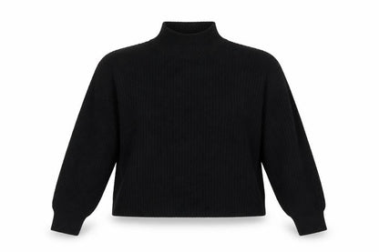Weekday Women’s Black M High Neck Rib Knit Raglan Pullover Jumper