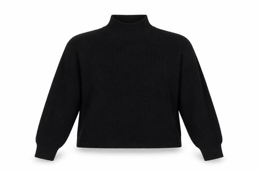 Weekday Women’s Black M High Neck Rib Knit Raglan Pullover Jumper