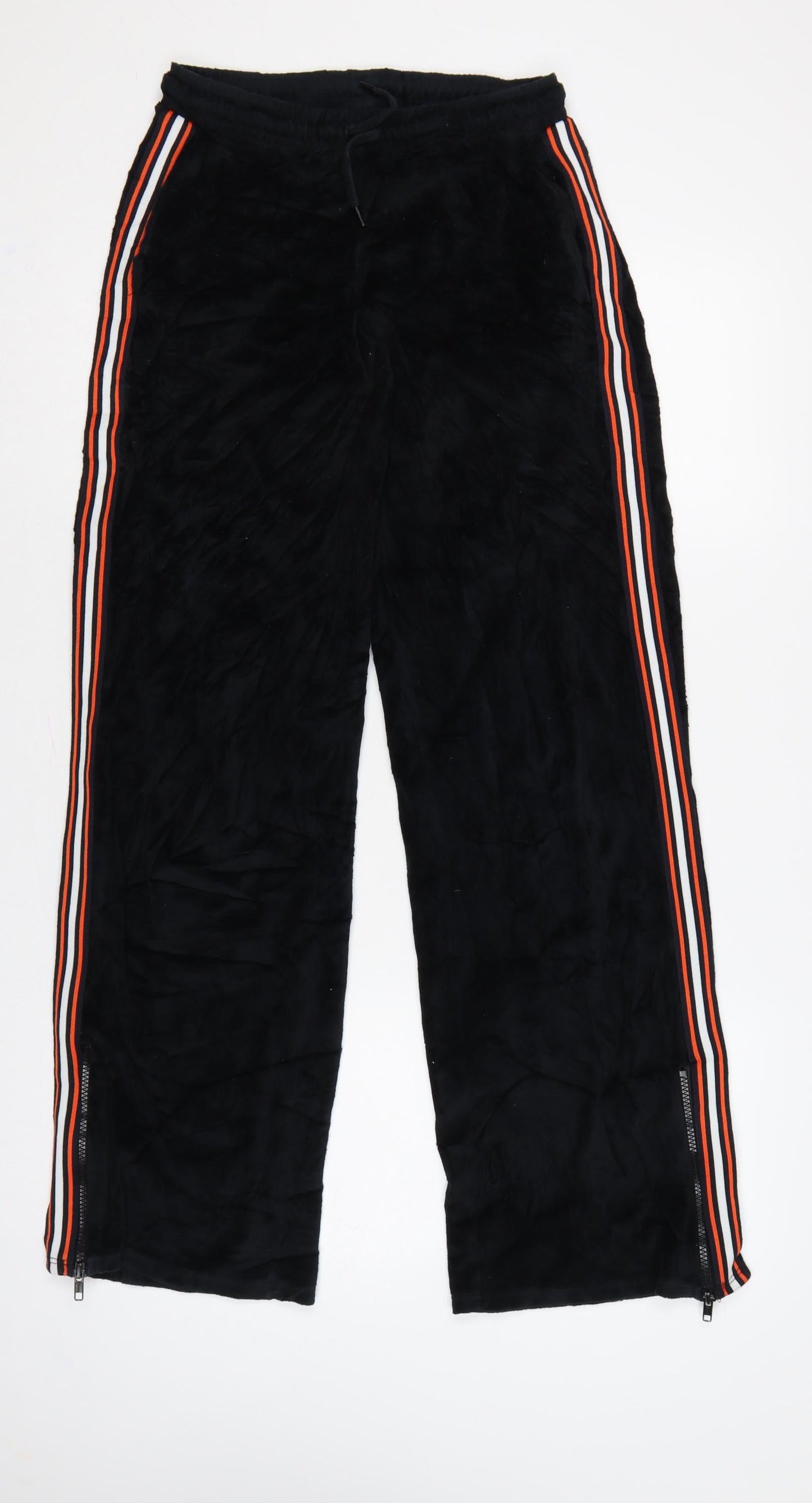 Sparkle & Fade Women’s Black XS Velour Jogger Trousers Stripe Zip