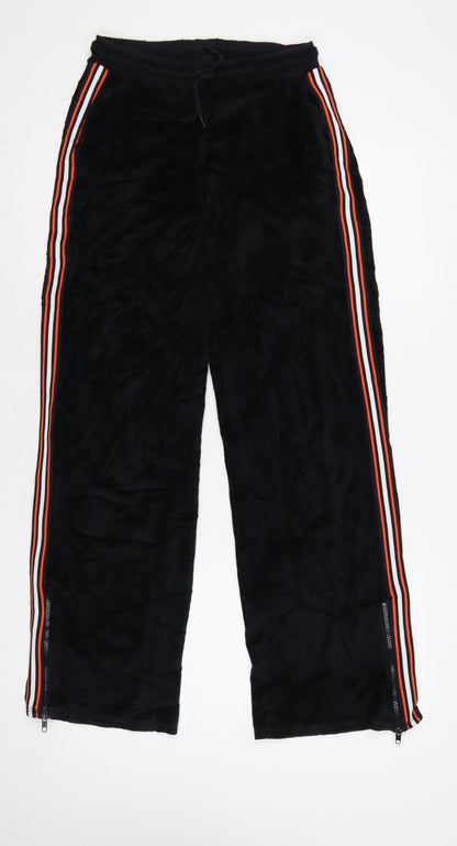 Sparkle & Fade Women’s Black XS Velour Jogger Trousers Stripe Zip