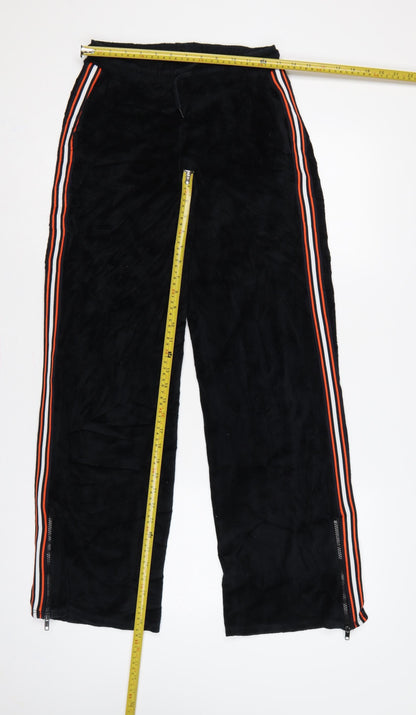 Sparkle & Fade Women’s Black XS Velour Jogger Trousers Stripe Zip