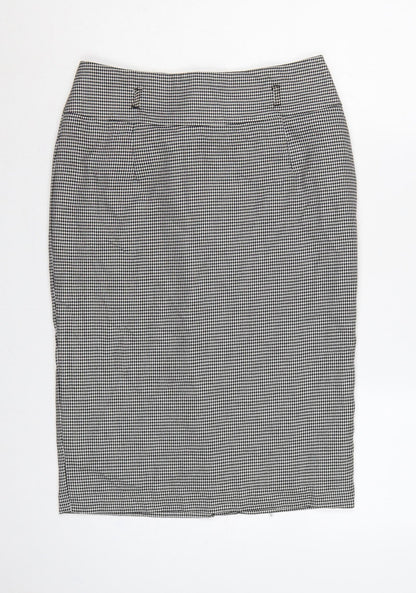 Marks and Spencer Women Black White Check Pencil Skirt UK 10 Lined