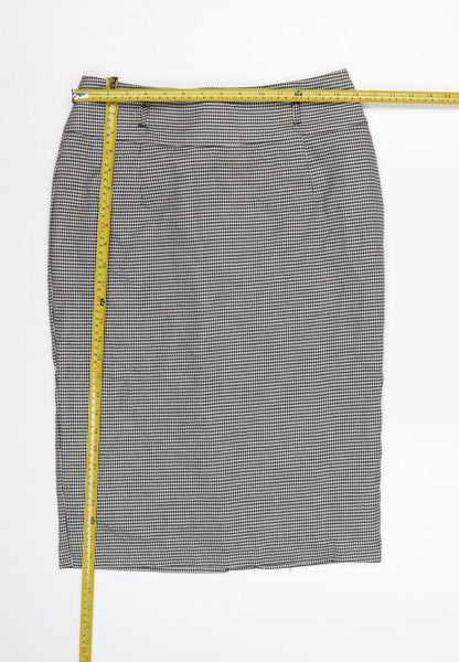 Marks and Spencer Women Black White Check Pencil Skirt UK 10 Lined