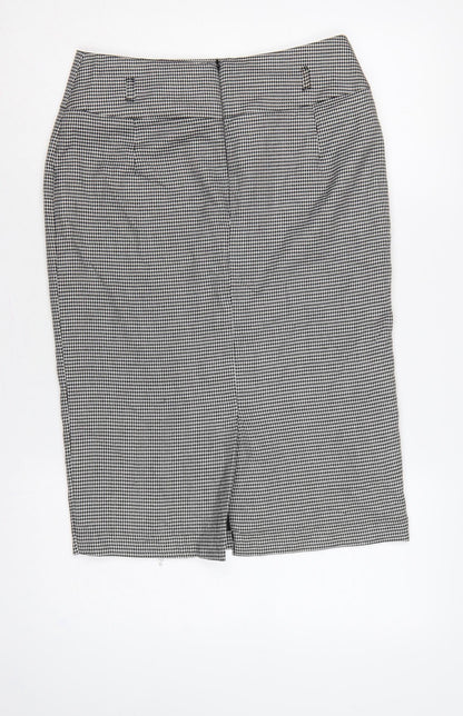 Marks and Spencer Women Black White Check Pencil Skirt UK 10 Lined