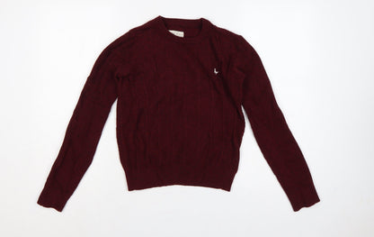 Jack Wills Women Red UK 10 Tinsbury Cable Knit Merino Pullover Jumper