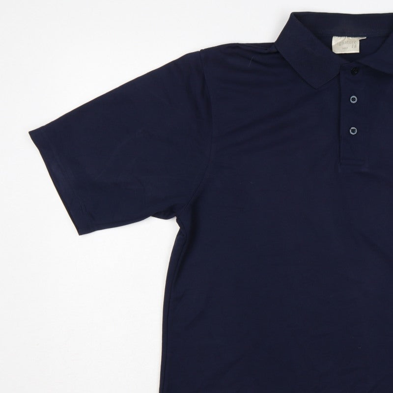 Signature Golf 18 Men's Blue M Short Sleeve Embroidered Logo Polo Shirt