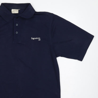 Signature Golf 18 Men's Blue M Short Sleeve Embroidered Logo Polo Shirt