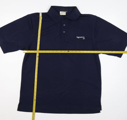 Signature Golf 18 Men's Blue M Short Sleeve Embroidered Logo Polo Shirt