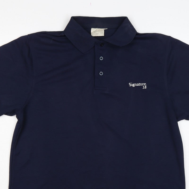 Signature Golf 18 Men's Blue M Short Sleeve Embroidered Logo Polo Shirt