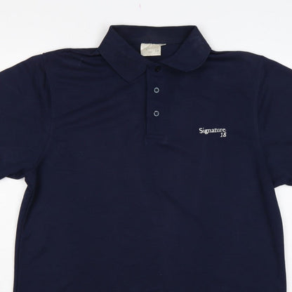 Signature Golf 18 Men's Blue M Short Sleeve Embroidered Logo Polo Shirt