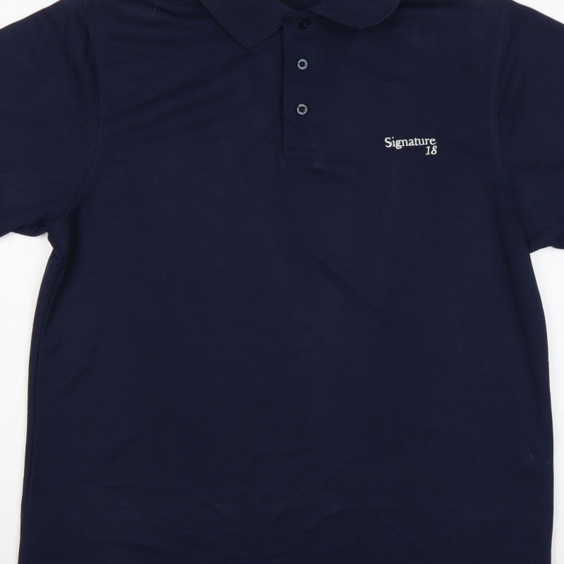 Signature Golf 18 Men's Blue M Short Sleeve Embroidered Logo Polo Shirt