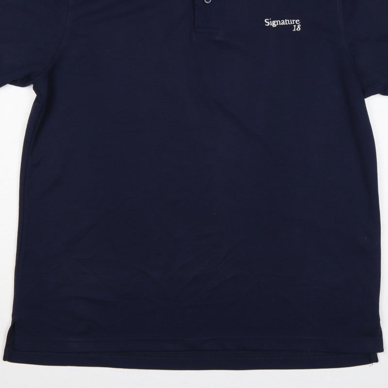 Signature Golf 18 Men's Blue M Short Sleeve Embroidered Logo Polo Shirt